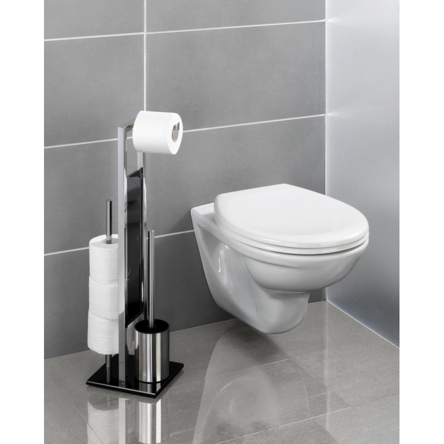 WENKO 22983100 - Escova de WC RIVALTA 18x70 cm aço inoxidável/prateado/preto
