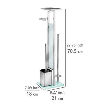 WENKO 23364100 - Escova para WC DEBAR 21x70,5 cm aço inoxidável/acetinado/branco