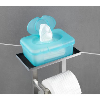 WENKO 23364100 - Escova para WC DEBAR 21x70,5 cm aço inoxidável/acetinado/branco