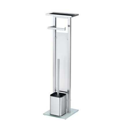 WENKO 23364100 - Escova para WC DEBAR 21x70,5 cm aço inoxidável/acetinado/branco