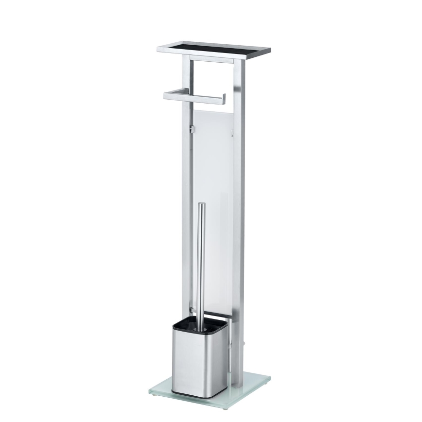 WENKO 23364100 - Escova para WC DEBAR 21x70,5 cm aço inoxidável/acetinado/branco