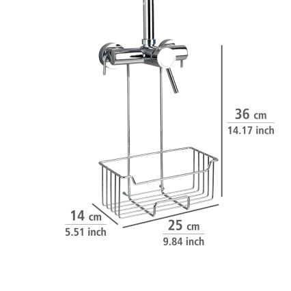 WENKO 23499100 - Prateleira de duche MILO 25 x 36 cm em aço inoxidável/prateada/transparente