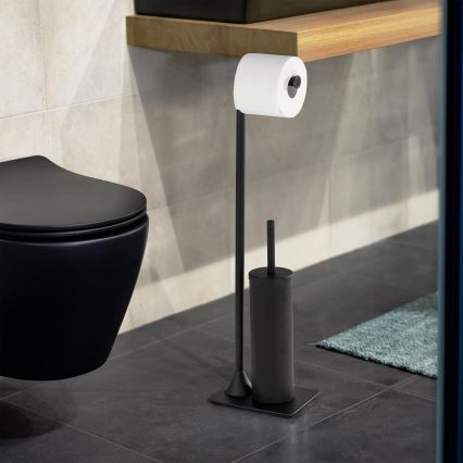 WENKO 23710100 - Escova de WC HELLA 15x69 cm preta