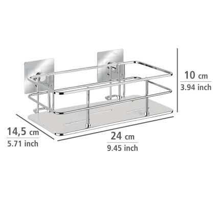 WENKO 23854800-Prateleira TURBO-LOC QUADRO ED. 24x14,5 cm inox/cromado brilhante
