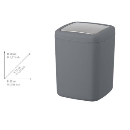 WENKO 23979100 - Cesto de lixo BARCELONA 15x20 cm antracite/cromado brilhante