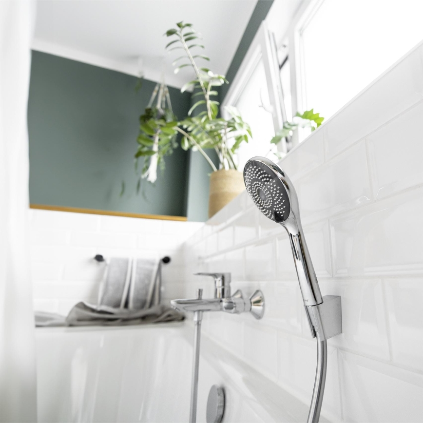 WENKO 23993100 - Cabeça de duche SISTEMA ECONOMIZADOR DE ÁGUA 11x11 cm cromado brilhante/branco/cinzento