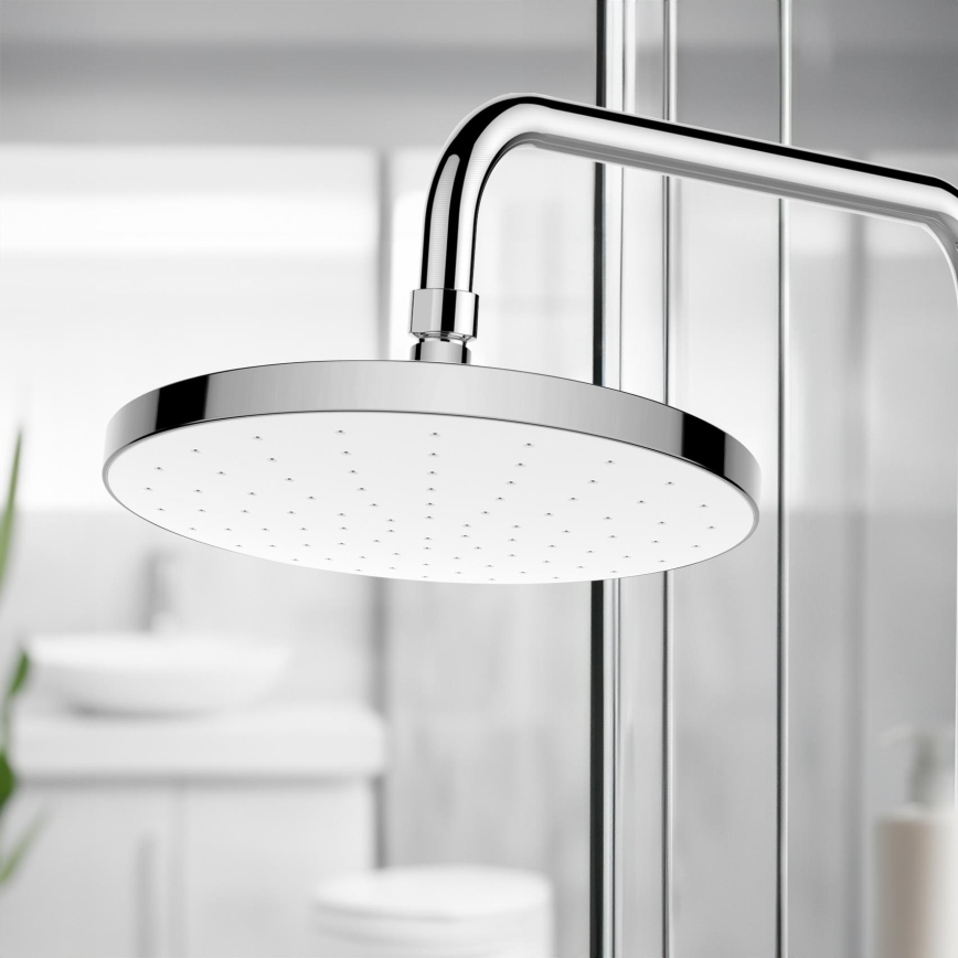 WENKO 24000100-Cabeça de duche com limpeza automática 22,5x22,5 cm cromado brilhante/branco
