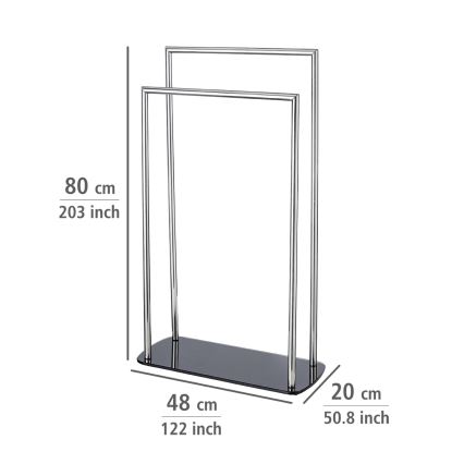 WENKO 24076800 - Porta-toalhas RAVINA 48x80 cm aço inoxidável/prateado/preto