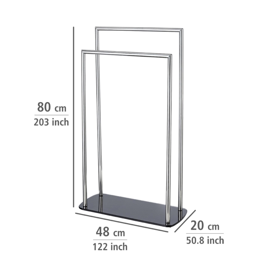 WENKO 24076800 - Porta-toalhas RAVINA 48x80 cm aço inoxidável/prateado/preto