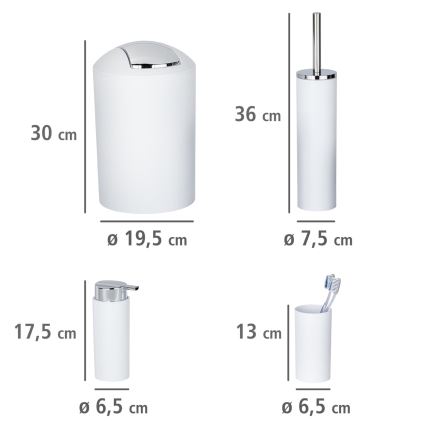 WENKO 24077800 - Conjunto CALVO 6,5x13 cm branco/cromado brilhante