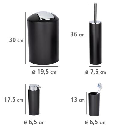 WENKO 24078800 - Conjunto CALVO 6,5 x 13 cm preto/cromado brilhante