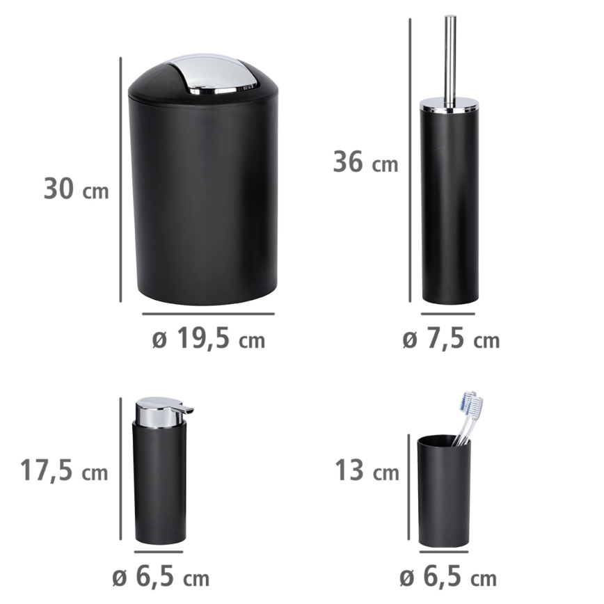 WENKO 24078800 - Conjunto CALVO 6,5 x 13 cm preto/cromado brilhante