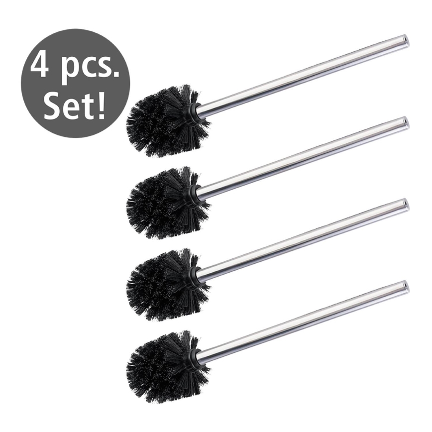 WENKO 24089800 - Escova de sanita 8x35 cm em aço inoxidável, prateada/preta