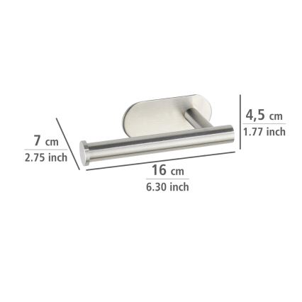 WENKO 24166100 - Suporte para papel higiénico TURBO-LOC OREA MATT 16x7 cm aço inoxidável/prateado