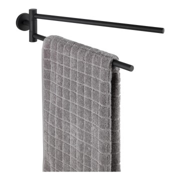 WENKO 24238100-Suporte para toalhas BOSIO BLACK 5,5x43 cm aço inoxidável/prateado