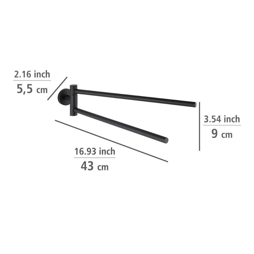 WENKO 24238100-Suporte para toalhas BOSIO BLACK 5,5x43 cm aço inoxidável/prateado