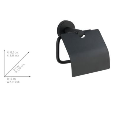 WENKO 24241100-Suporte para papel higiénico BOSIO BLACK 15x13,5 cm aço inoxidável/prateado