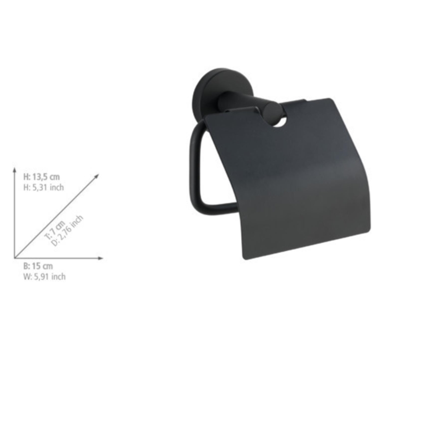 WENKO 24241100-Suporte para papel higiénico BOSIO BLACK 15x13,5 cm aço inoxidável/prateado