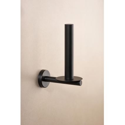 WENKO 24262100-Suporte para papel higiénico BOSIO BLACK 8x18 cm aço inoxidável/prateado