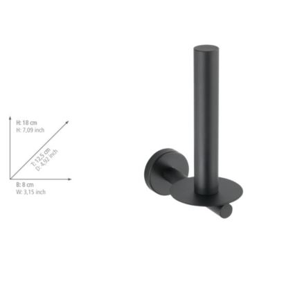 WENKO 24262100-Suporte para papel higiénico BOSIO BLACK 8x18 cm aço inoxidável/prateado