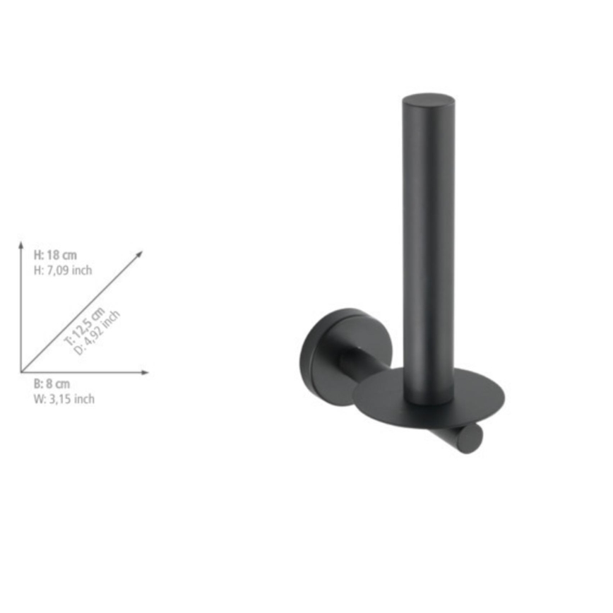 WENKO 24262100-Suporte para papel higiénico BOSIO BLACK 8x18 cm aço inoxidável/prateado
