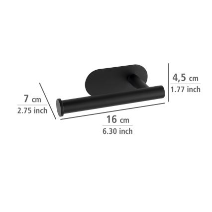 WENKO 24287100-Suporte para papel higiénico TURBO-LOC OREA BLACK 16x7 cm aço inoxidável/preto
