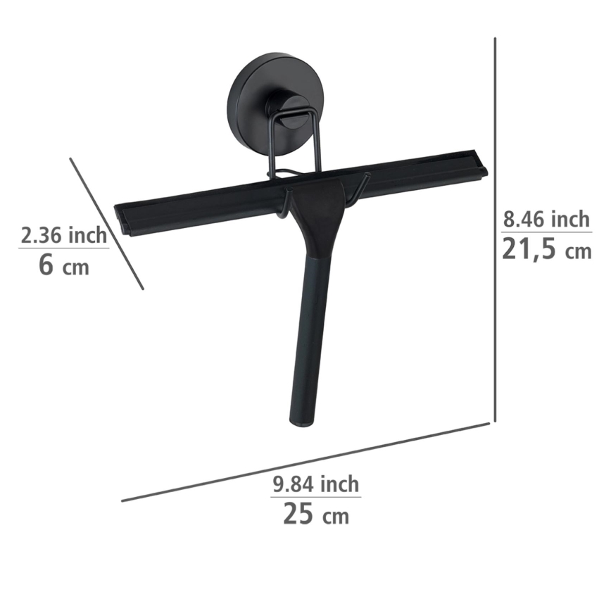 WENKO 24731100-Rodo de duche VACUUM-LOC RUND SCHW 24,5x25 cm preto