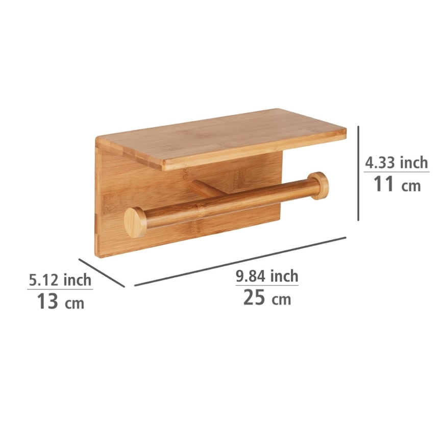 WENKO 24745100 - Suporte para papel higiénico BAMBUSA 25x13 cm castanho