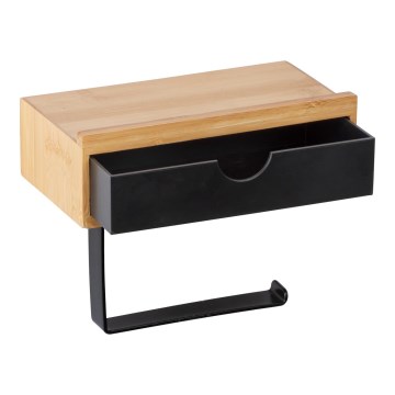 WENKO 24754100 - Suporte para papel higiénico BAMBUSA 18,5x14 cm castanho/preto