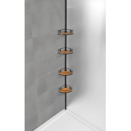 WENKO 24756100-Prateleira de canto DOLCEDO 31x20 cm aço inoxidável/preto/marrom