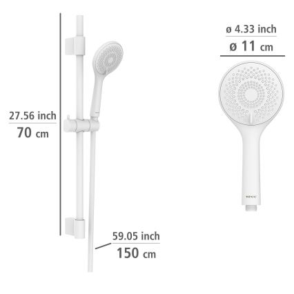 WENKO 24916100 - Conjunto de duche WATERSAVING SYSTEM 70 cm branco