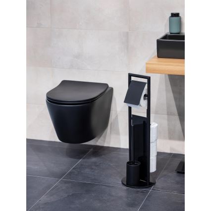 WENKO 24982800 - Conjunto para WC RAVINA 20x70 cm aço inoxidável/preto