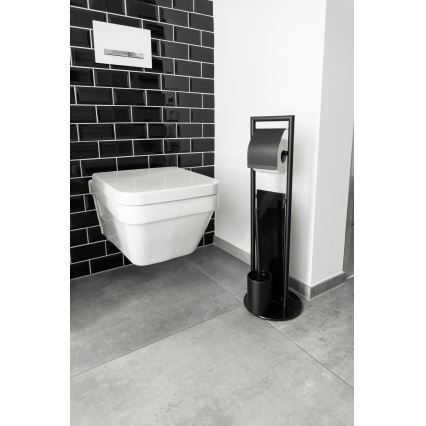 WENKO 24982800 - Conjunto para WC RAVINA 20x70 cm aço inoxidável/preto