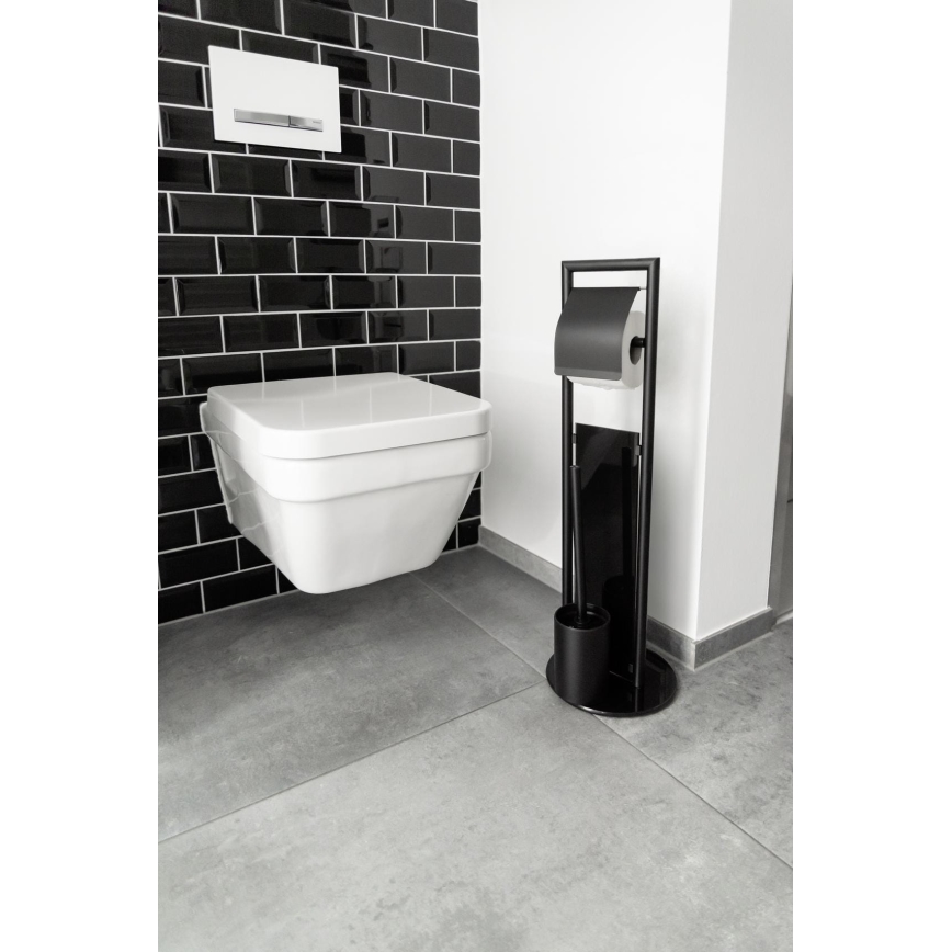 WENKO 24982800 - Conjunto para WC RAVINA 20x70 cm aço inoxidável/preto