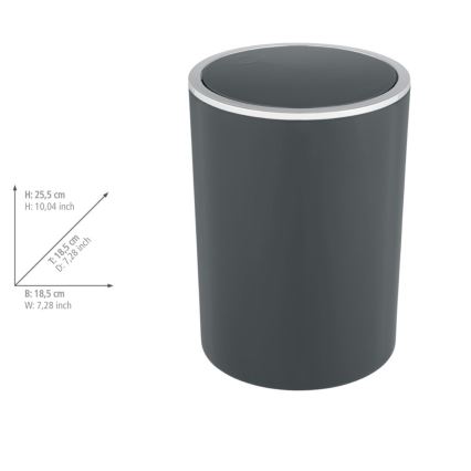 WENKO 25146100 - Cesto INCA 18,5x25,5 cm antracite/cromado brilhante
