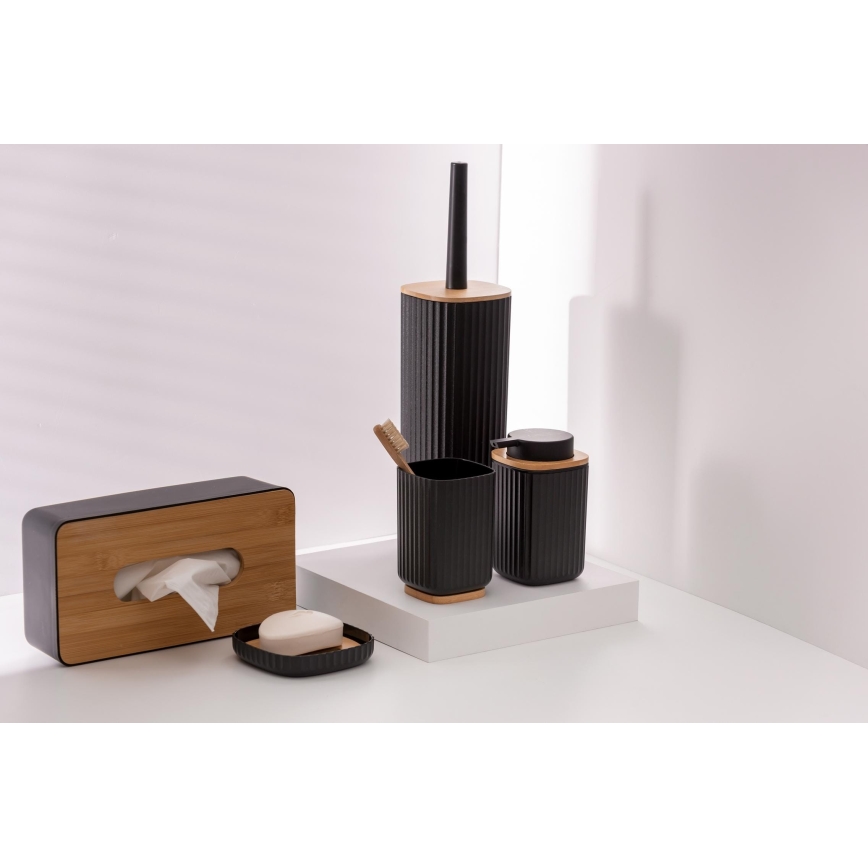 WENKO 25297100 - Copo porta-escovas de dentes ROTELLO 8,5 x 11 cm, preto/castanho