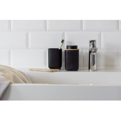 WENKO 25297100 - Copo porta-escovas de dentes ROTELLO 8,5 x 11 cm, preto/castanho