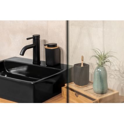 WENKO 25297100 - Copo porta-escovas de dentes ROTELLO 8,5 x 11 cm, preto/castanho