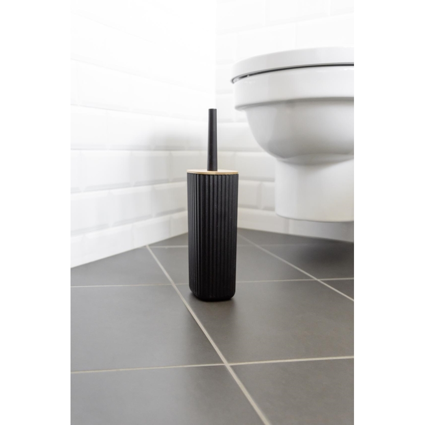 WENKO 25304100 - Conjunto WC ROTELLO 10x36 cm preto/castanho