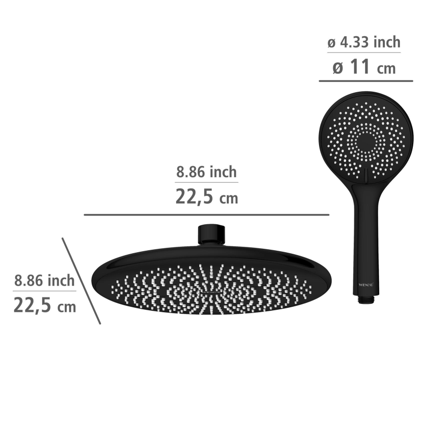 WENKO 25311100 - Conjunto de duche SISTEMA DE POUPANÇA DE ÁGUA 120 cm preto