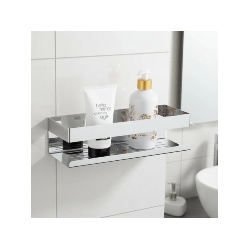 WENKO 25413100-Prateleira TURBO-LOC GENOVA SHINE 30x10,5 cm prateada