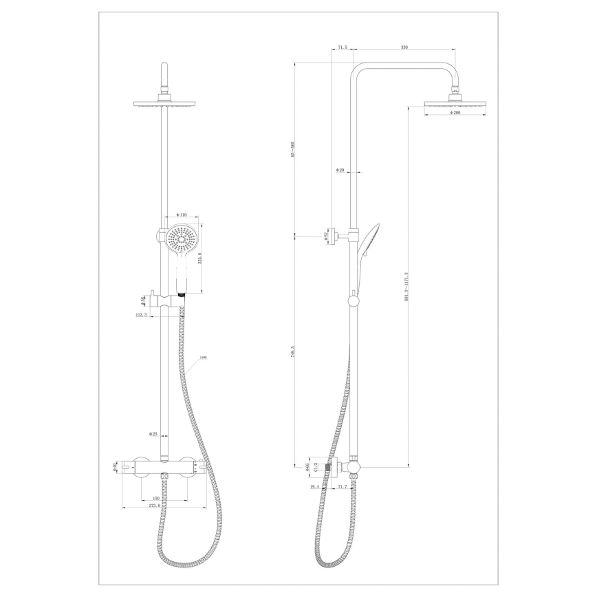 WENKO 25483100 - Sistema de duche WATERSAVING SYSTEM 120 cm cromado brilhante