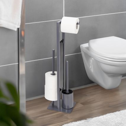 WENKO 25552100 - Escova de WC RIVALTA 18x70 cm cinzenta/preta