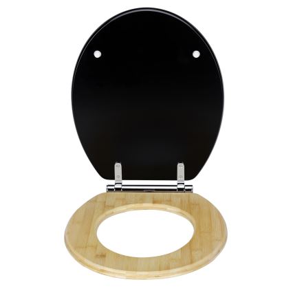 WENKO 25772100 - Assento de sanita BAMBUZA 37x44 cm preto/marrom/cromado brilhante