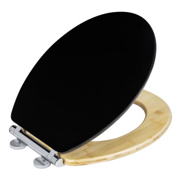 WENKO 25772100 - Assento de sanita BAMBUZA 37x44 cm preto/marrom/cromado brilhante