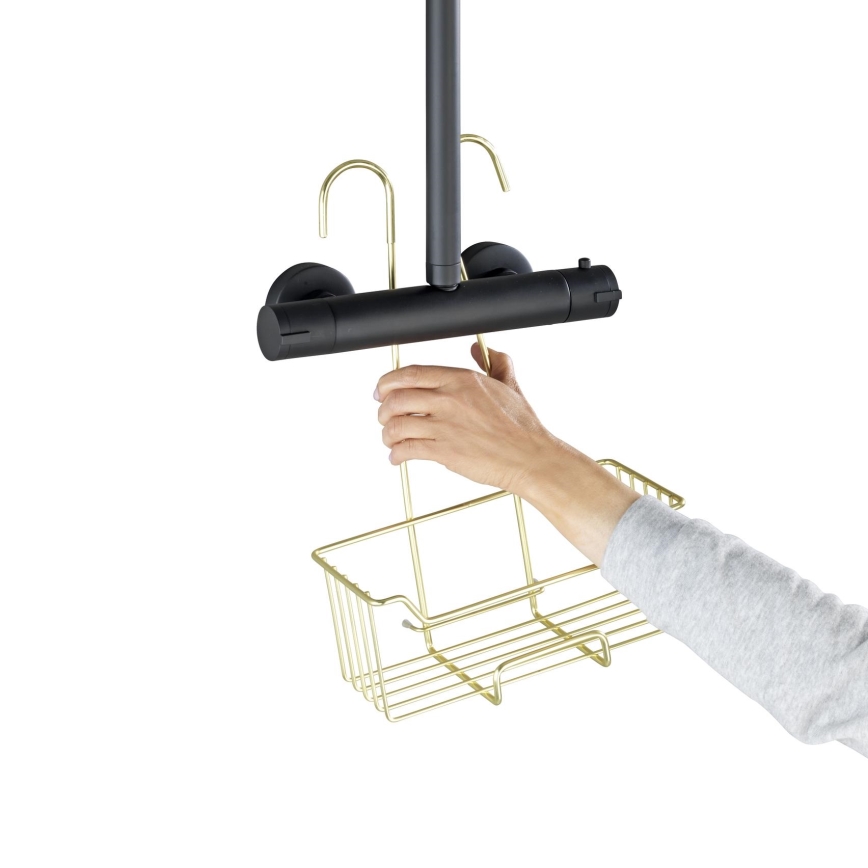 WENKO 25937100 - Cesto de duche MILO 25x36 cm aço inoxidável/dourado/transparente