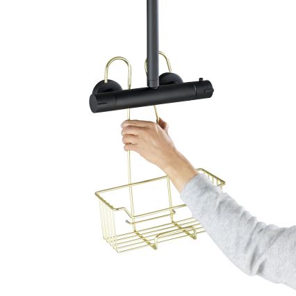 WENKO 25937100 - Cesto de duche MILO 25x36 cm aço inoxidável/dourado/transparente