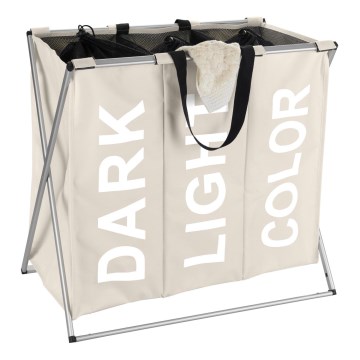 WENKO 3440113100 - Cesto para roupa TRIO 63x57 cm bege/preto/prata