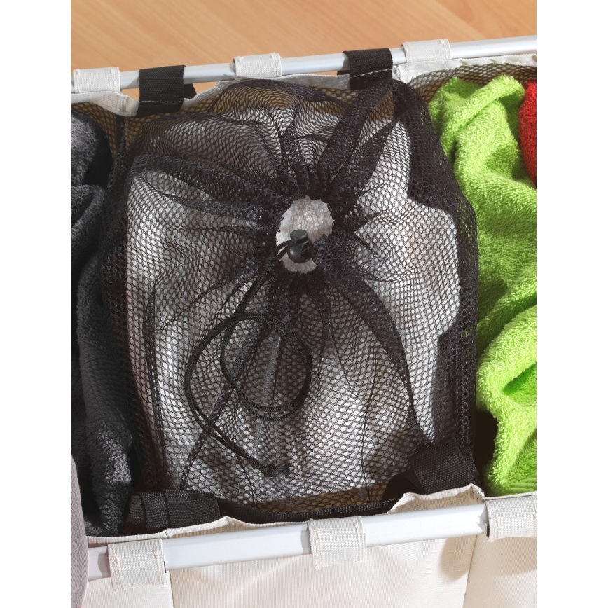 WENKO 3440113100 - Cesto para roupa TRIO 63x57 cm bege/preto/prata