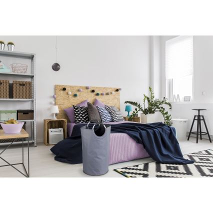 WENKO 3440803100 - Cesto de roupa JUMBO 38x72 cm antracite/prateado/preto